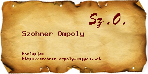 Szohner Ompoly névjegykártya